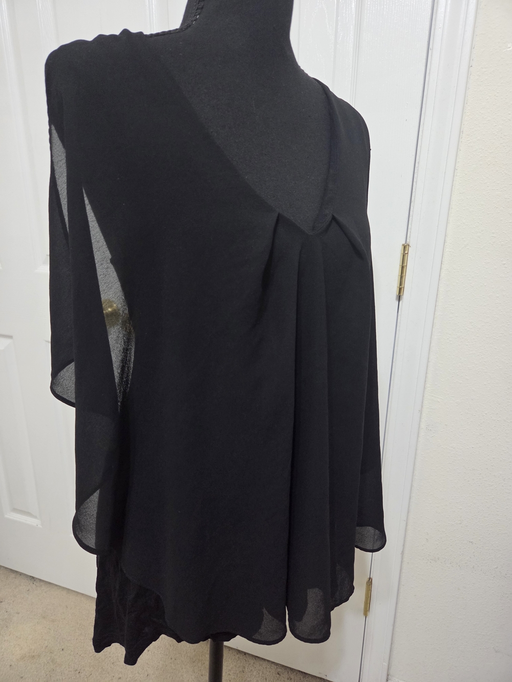 VENUS Black Sheer Flutter Sleeve Blouse